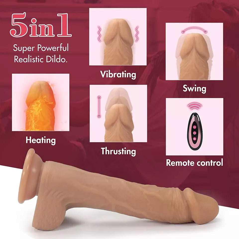 Thrusting Dildo Vibrator with Vibrating & Heating, Soft Realistic Silicone Anal Dildos for Clit G-spot Stimulation, Remote Control Dildo with Strong Suction Cup, Adult Sex Toys for Women Couple, 8.5''