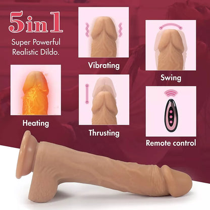 Thrusting Dildo Vibrator with Vibrating & Heating, Soft Realistic Silicone Anal Dildos for Clit G-spot Stimulation, Remote Control Dildo with Strong Suction Cup, Adult Sex Toys for Women Couple, 8.5''