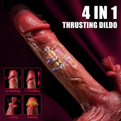 Rechargeable Personal Massager Thrusting Rotating Suction Base 10 Modes Waterproof