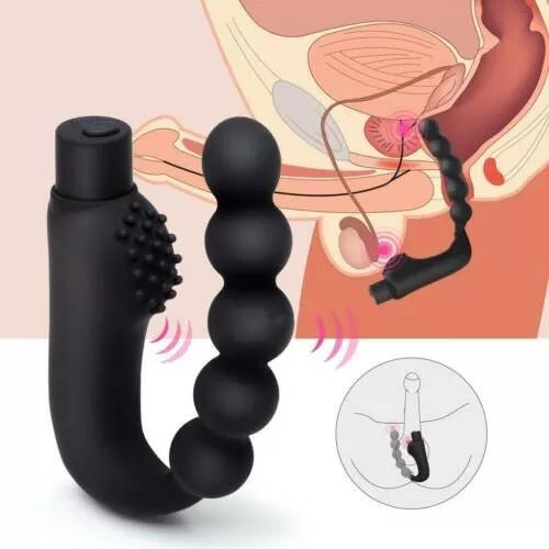 10 Mode Vibrating Prostate Massager Anal Plug - USB Rechargeable IPX7 Waterproof, Curved Ergonomic Design, Textured Nubs, Compact Black Adult Wellness Toy