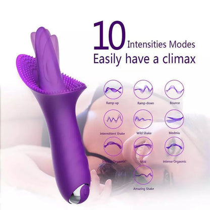 USB Rechargeable Wand Vibrator IPX7 Waterproof Silicone Personal Massager 10 Modes Purple