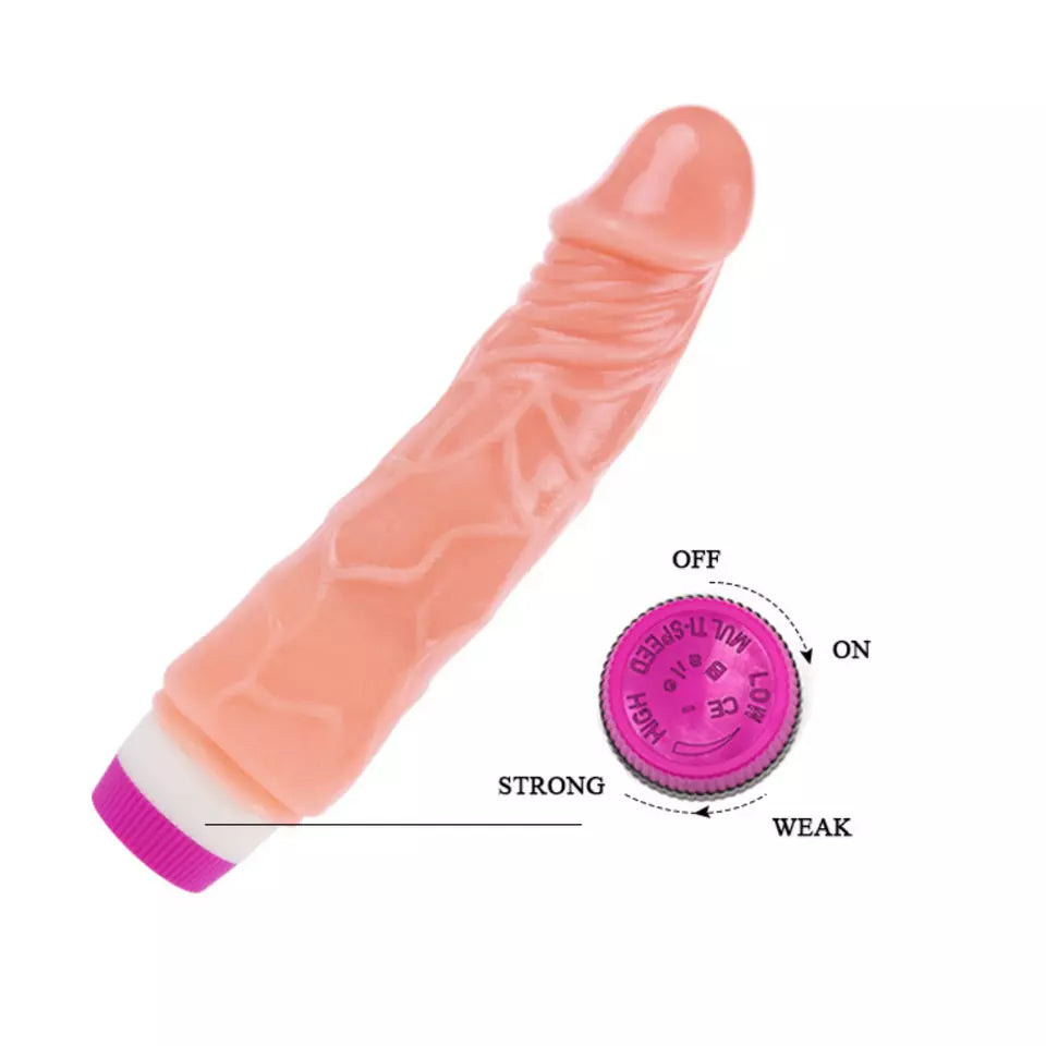 7 Inch Dildo Multi Speed Vibrator Personal Massager with 7 Vibration Modes, Realistic Textured Design, Easy Dial Control, Smooth Finish Adult Toy for Discreet Solo or Couples Use
