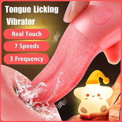Tongue Licking Vibrator Oral Simulator Clitoral Stimulator Real Touch Tongue Massager 7 Speeds 3 Frequencies Waterproof Quiet Pink