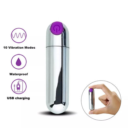 Strong Shock Quiet 10 Silent Speeds Powerful Mini Travel Bullet Rod Soft Silicone Toys for Women Pleasure, Waterproof Small Bullet Tool Massage Ball for Women Men Travel Gift