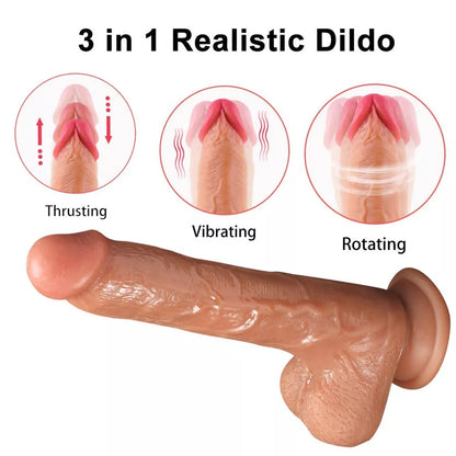 Thrusting Dildo Vibrator with Vibrating & Heating, Soft Realistic Silicone Anal Dildos for Clit G-spot Stimulation, Remote Control Dildo with Strong Suction Cup, Adult Sex Toys for Women Couple, 8.5''