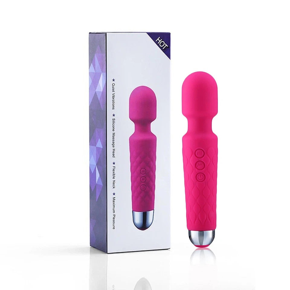 Rechargeable Wand Vibrator with 20 Stimulating Modes & 8 Powerful Speeds - Adult Sex Toys for Couple Waterproof Wands for Adults in Safe Silicone - Quiet Small & Slim Vibrating Magic Wand