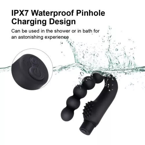 10 Mode Vibrating Prostate Massager Anal Plug - USB Rechargeable IPX7 Waterproof, Curved Ergonomic Design, Textured Nubs, Compact Black Adult Wellness Toy