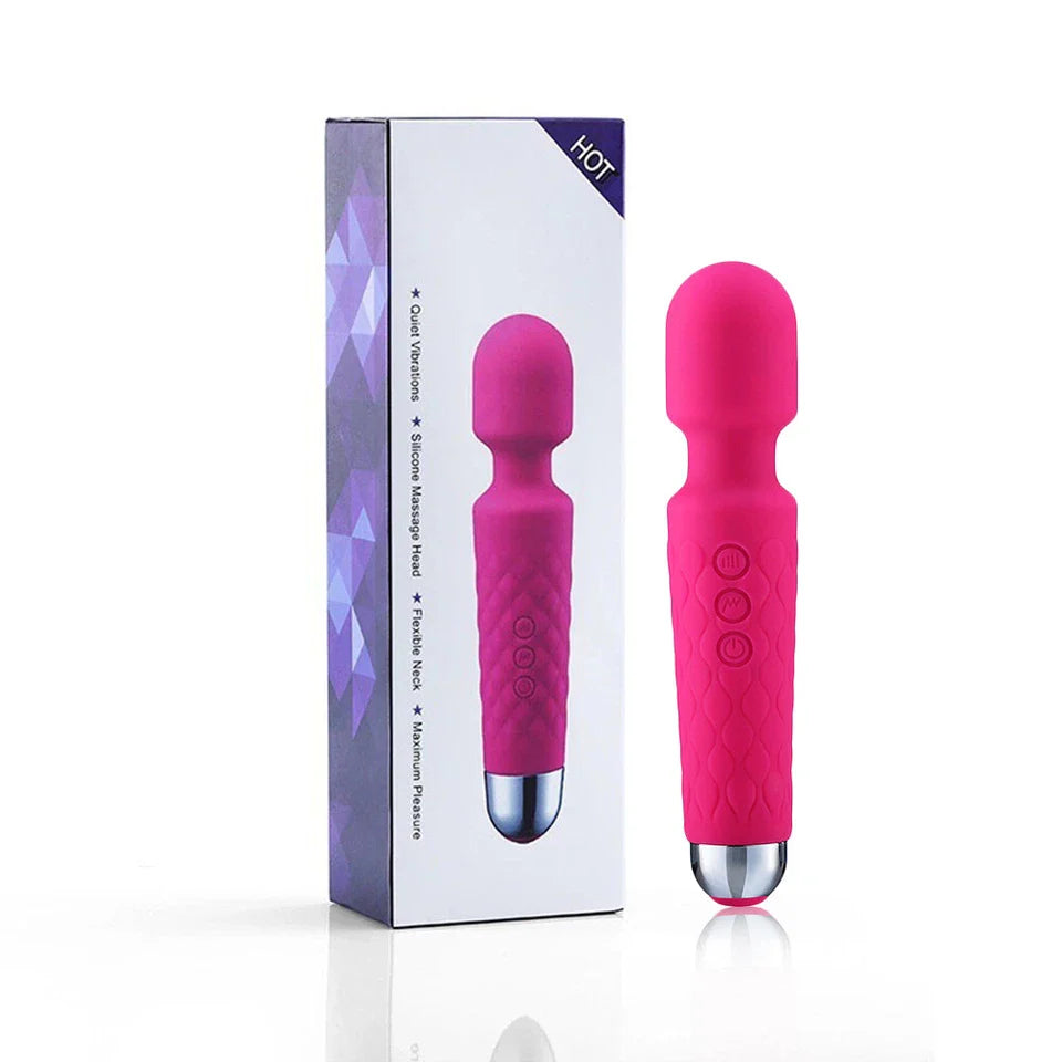 Rechargeable Wand Vibrator with 20 Stimulating Modes & 8 Powerful Speeds - Adult Sex Toys for Couple Waterproof Wands for Adults in Safe Silicone - Quiet Small & Slim Vibrating Magic Wand