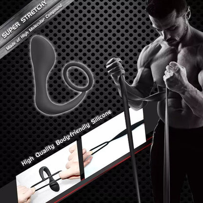 Silicone Prostate Massager with Cock Ring Waterproof Anal Plug Stimulator Black