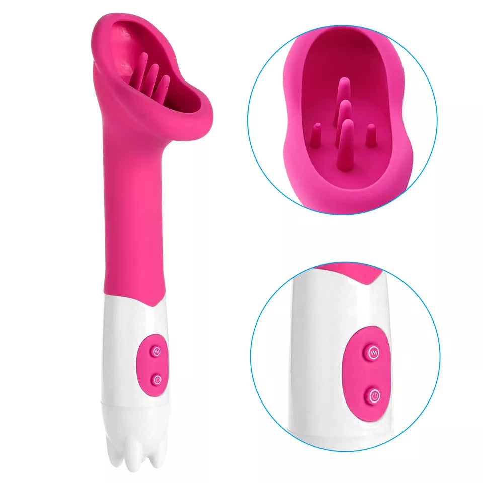 12 Mode Clitoral Suction Vibrator Waterproof Silicone Massager Pink (AAA Battery)