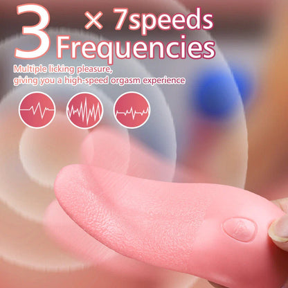 Tongue Licking Vibrator Oral Simulator Clitoral Stimulator Real Touch Tongue Massager 7 Speeds 3 Frequencies Waterproof Quiet Pink