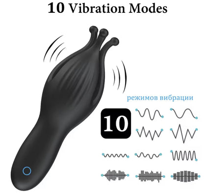 Rechargeable Silicone Vibrator – 10 Mode Waterproof Body Massager, USB Charging, Soft Touch (Pink)