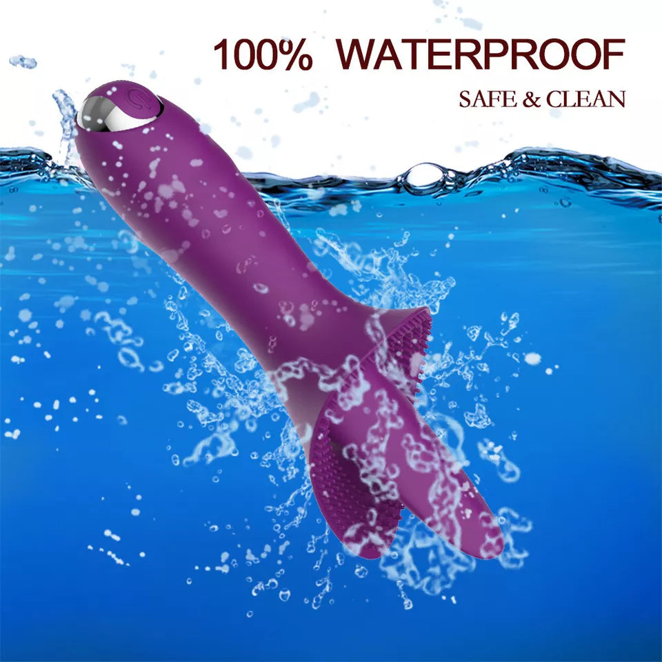USB Rechargeable Wand Vibrator IPX7 Waterproof Silicone Personal Massager 10 Modes Purple