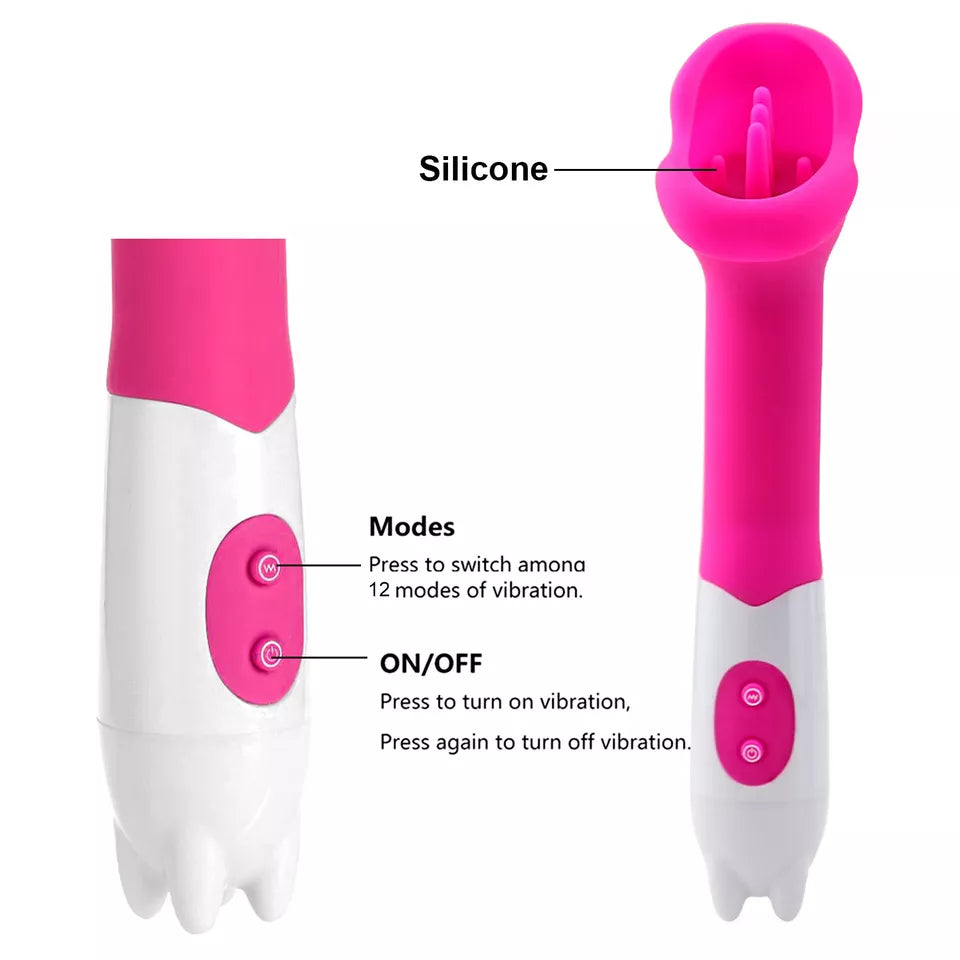 12 Mode Clitoral Suction Vibrator Waterproof Silicone Massager Pink (AAA Battery)