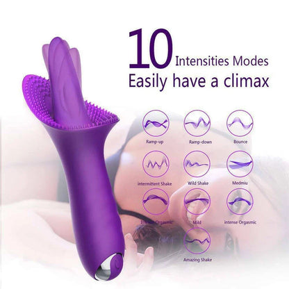 USB Rechargeable Wand Vibrator IPX7 Waterproof Silicone Personal Massager 10 Modes Purple